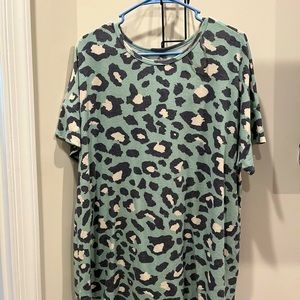Mint Green Leopard Soft Feel Top